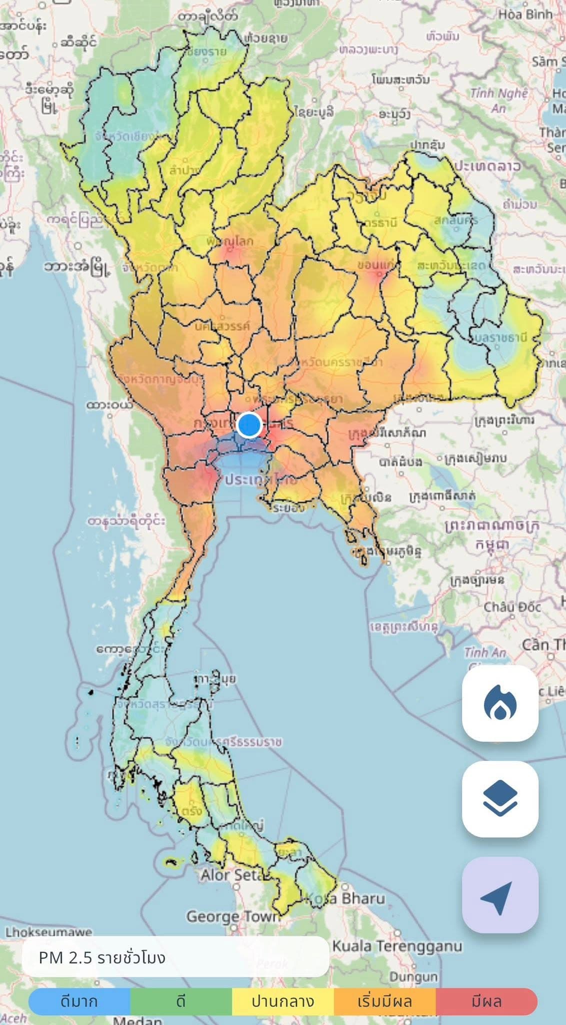 เผาที่นานครนายก 13,000 ไร่ ฝุ่น PM2.5 แดงพรึ่บทั่วกรุงเทพฯ