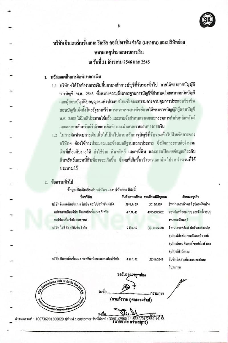 เอกสารแปรสภาพบริษัท IRCP