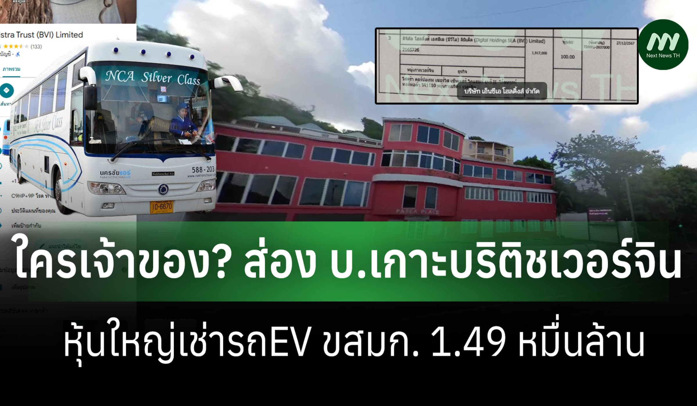 ใครเจ้าของ? ส่องบ.เกาะบริติชเวอร์จิน หุ้นใหญ่เช่ารถEVขสมก.1.49 หมื่นล.