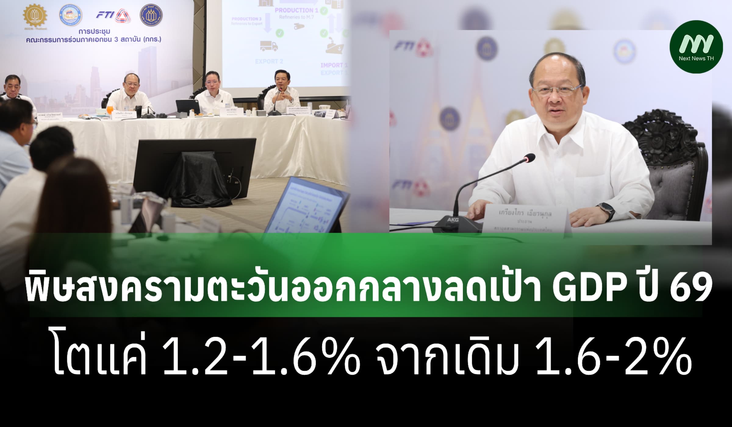 กกร.หั่นเป้าจีดีพี ปี 69 โตแค่ 1.2-1.6% ส่วนเงินเฟ้อพุ่ง 3%
