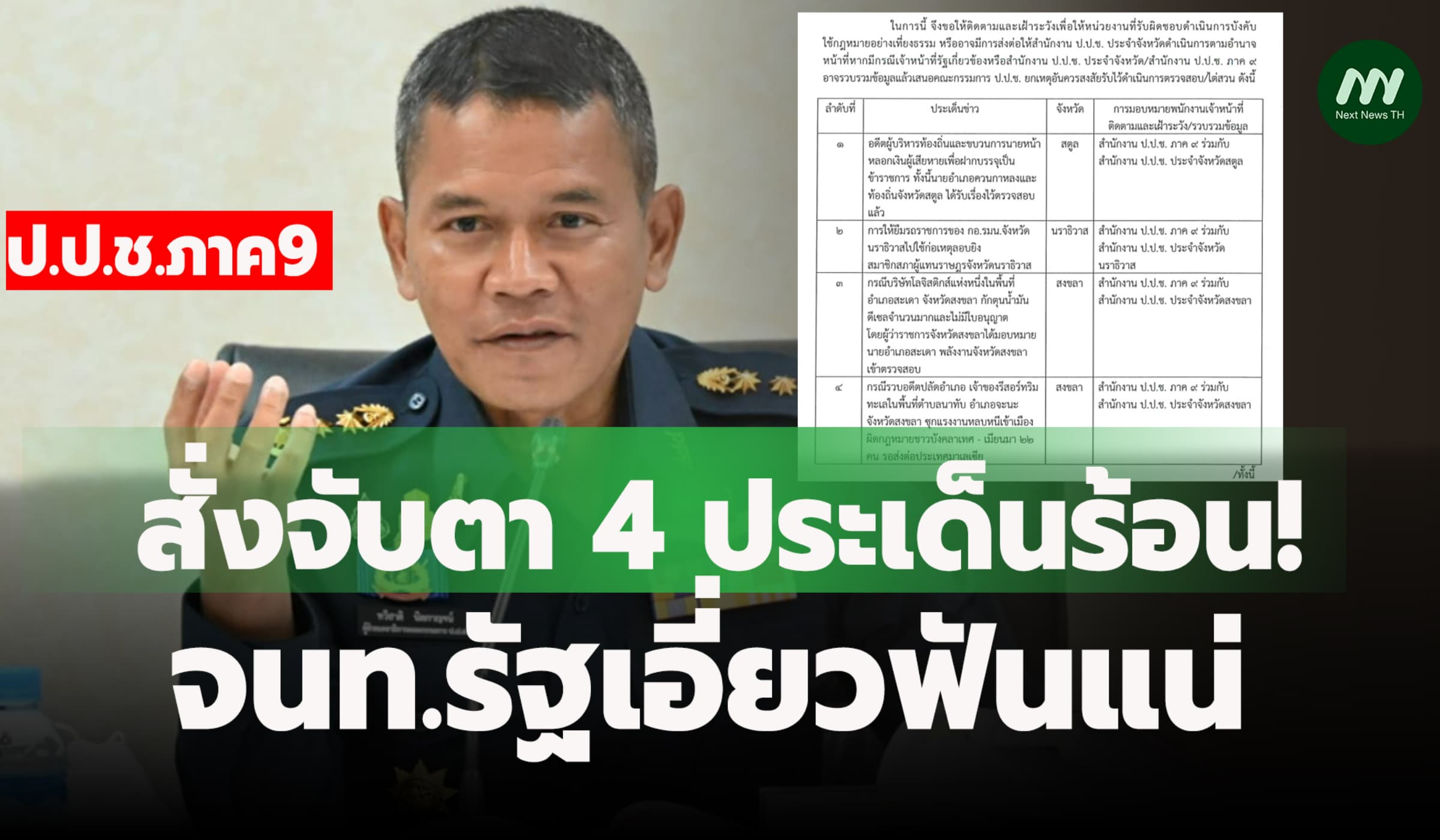 ป.ป.ช.ภาค9 สั่งจับตา4 ปมร้อน ยิงสส.-กักน้ำมันเถื่อน จนท.เอี่ยวฟันแน่