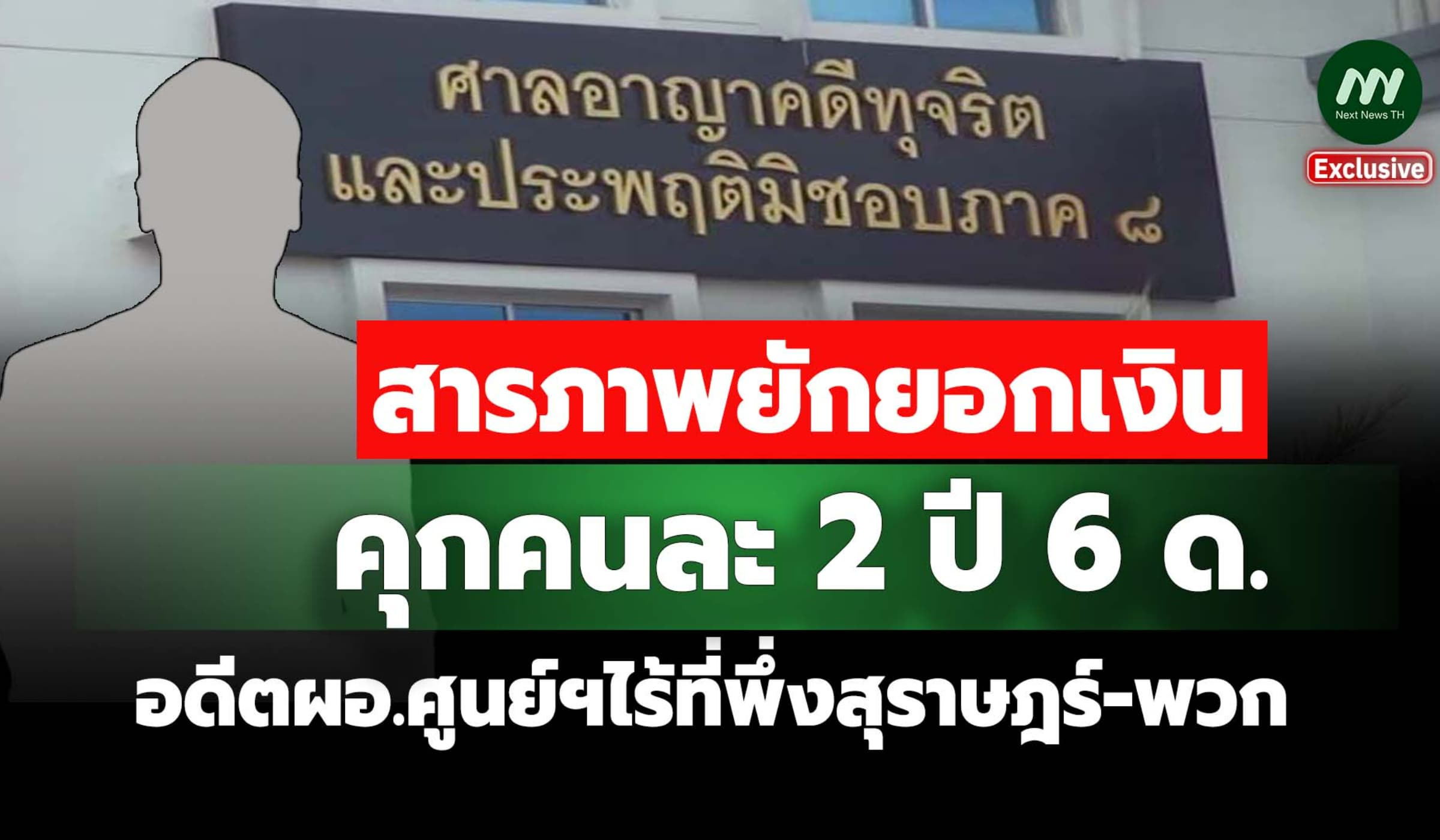 อดีตผอ.ศูนย์ฯไร้ที่พึ่งสุราษฎร์ฯ-พวก สารภาพทุจริต โดนคุกคนละ 2 ปี 6 ด.