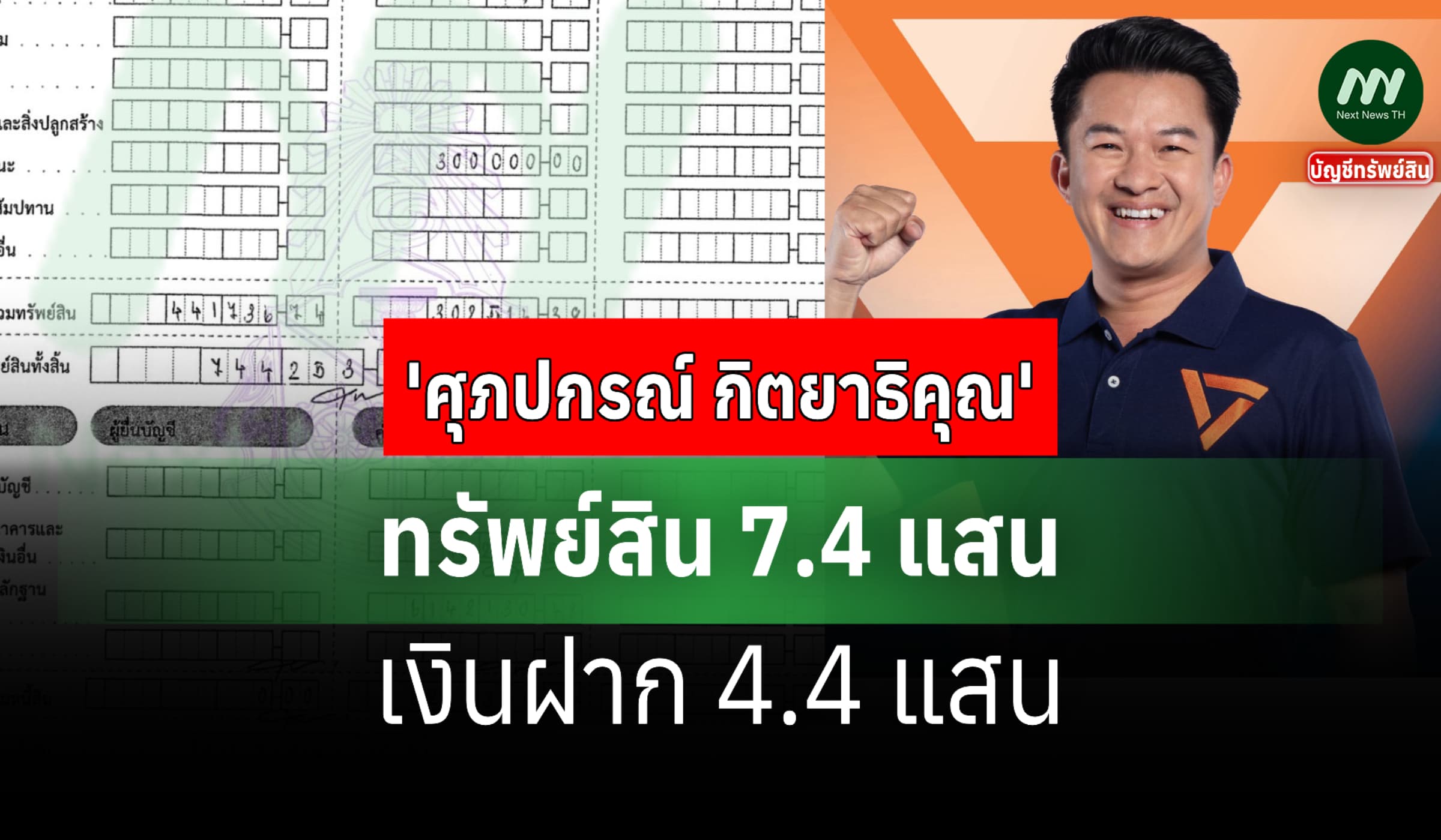 ทรัพย์สิน 7.4 แสน 'ศุภปกรณ์ กิตยาธิคุณ' อดีตสส.พรรคประชาชน