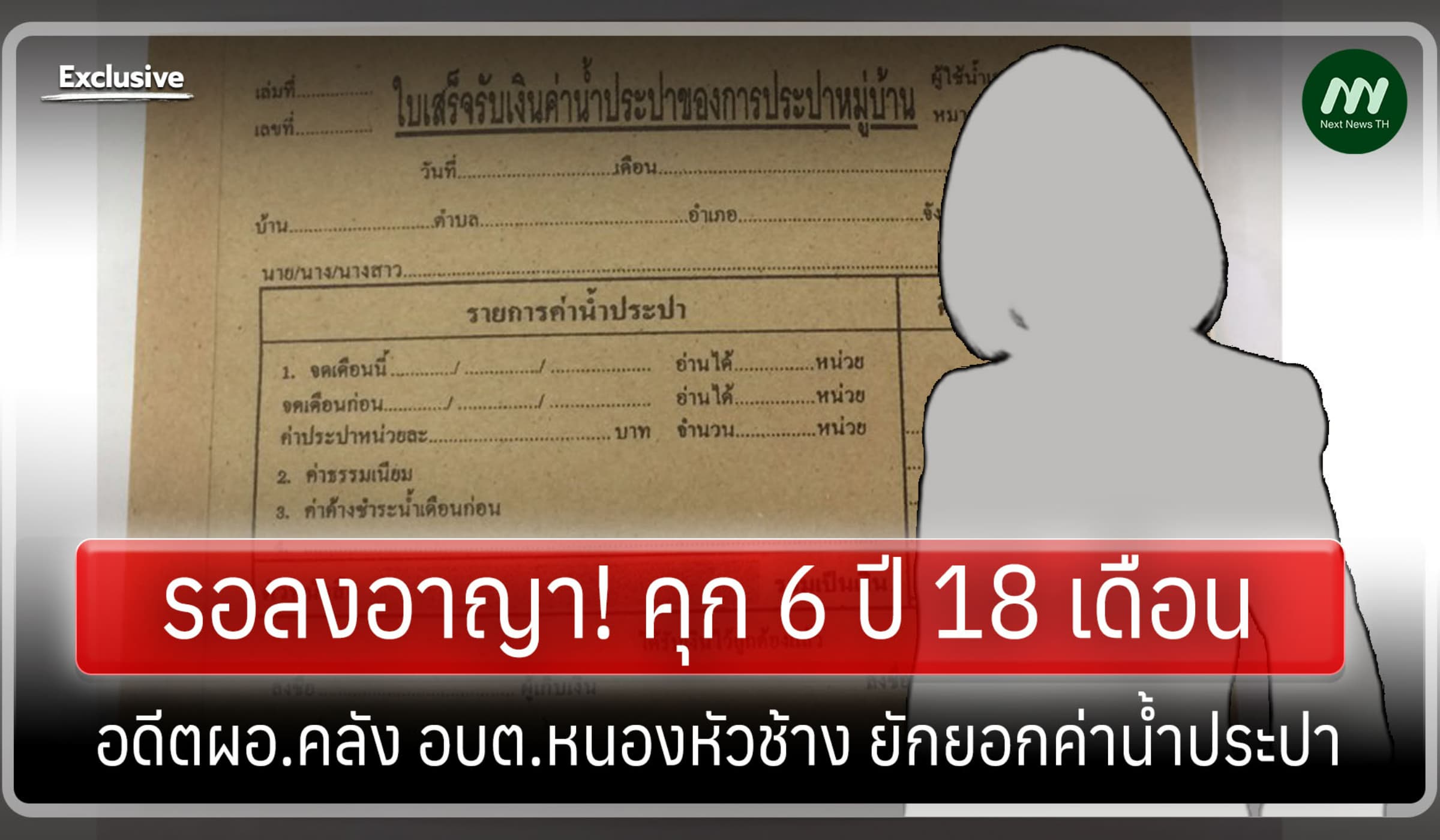 รอลงอาญา! คุก 6 ปี 18 ด. อดีตผอ.คลังอบต.หนองหัวช้าง ยักยอกค่าน้ำประปา