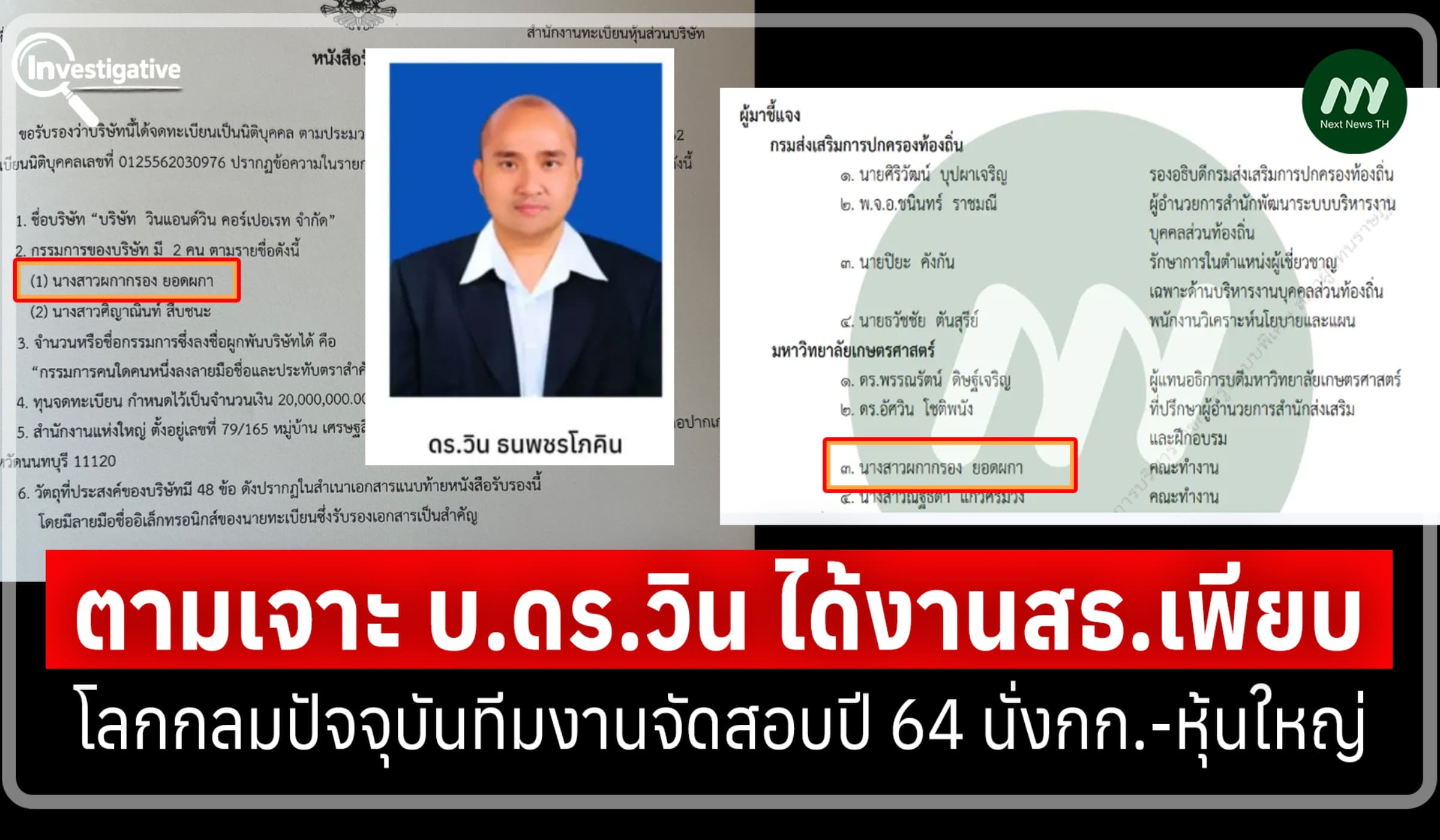 เจาะบ.ดร.วิน ได้งานสธ.เพียบ ปัจจุบันทีมงานจัดสอบปี64 นั่งกก.-หุ้นใหญ่