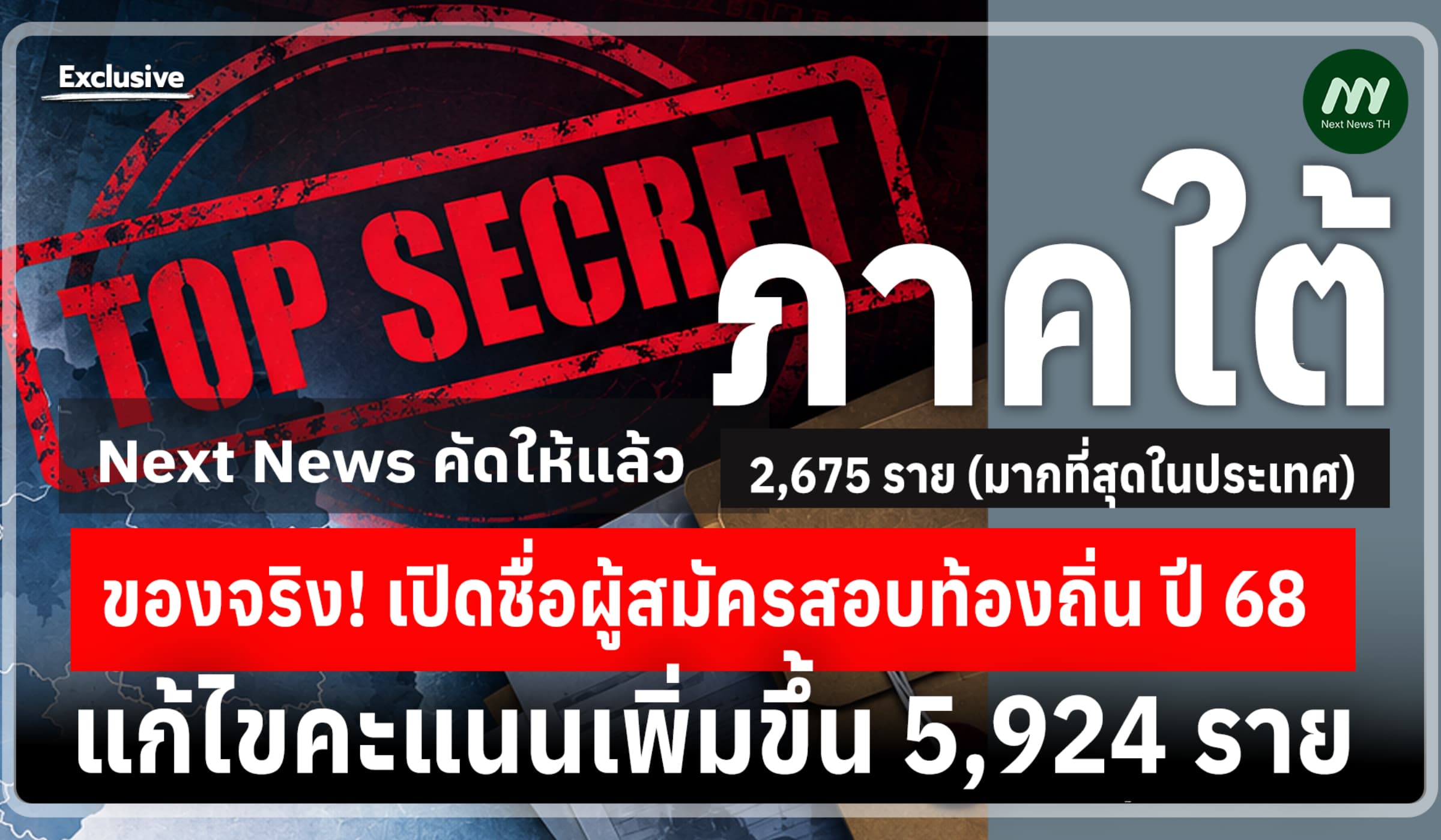 ภาคใต้ 2,675 ราย! เปิดชื่อผู้สมัครสอบท้องถิ่นปี68 แก้ไขคะแนนเพิ่มขึ้น
