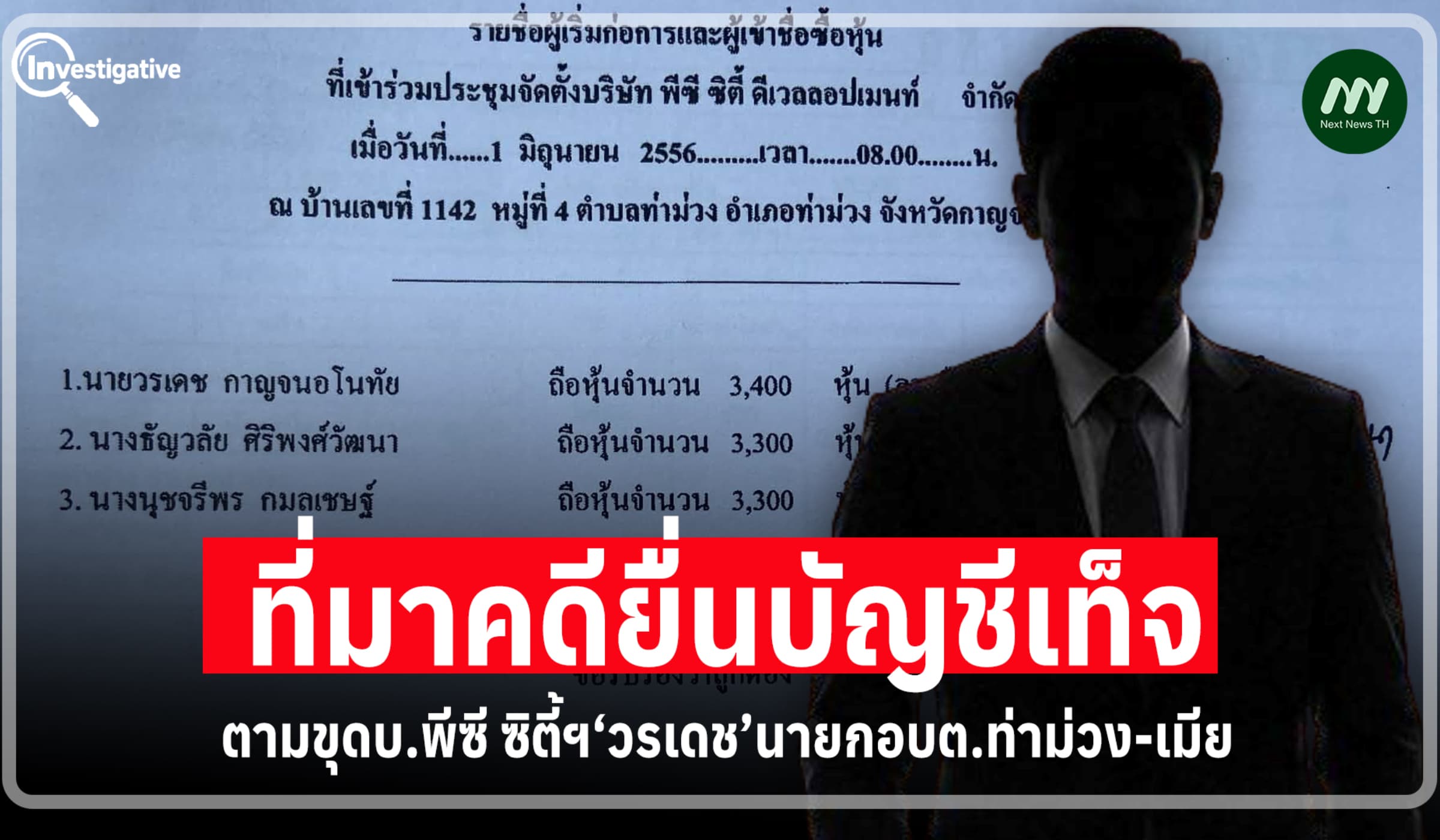 ตามขุดบ.พีซี ซิตี้ฯ‘วรเดช’นายกอบต.ท่าม่วง-เมีย ที่มาคดียื่นบัญชีเท็จ