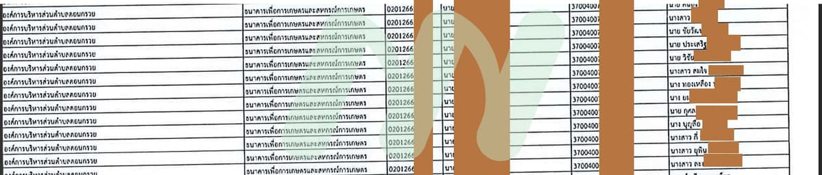 เอกสารข้อมูลบัญชีการรับเบี้ยยังชีพผู้สูงอายุ