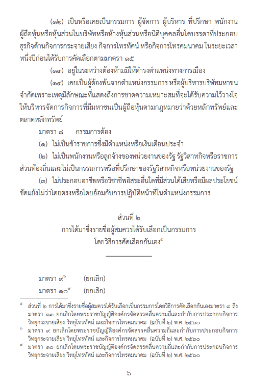 มาตรา 8 (2) ระบุคุณสมบัติกรรมการ กสทช.