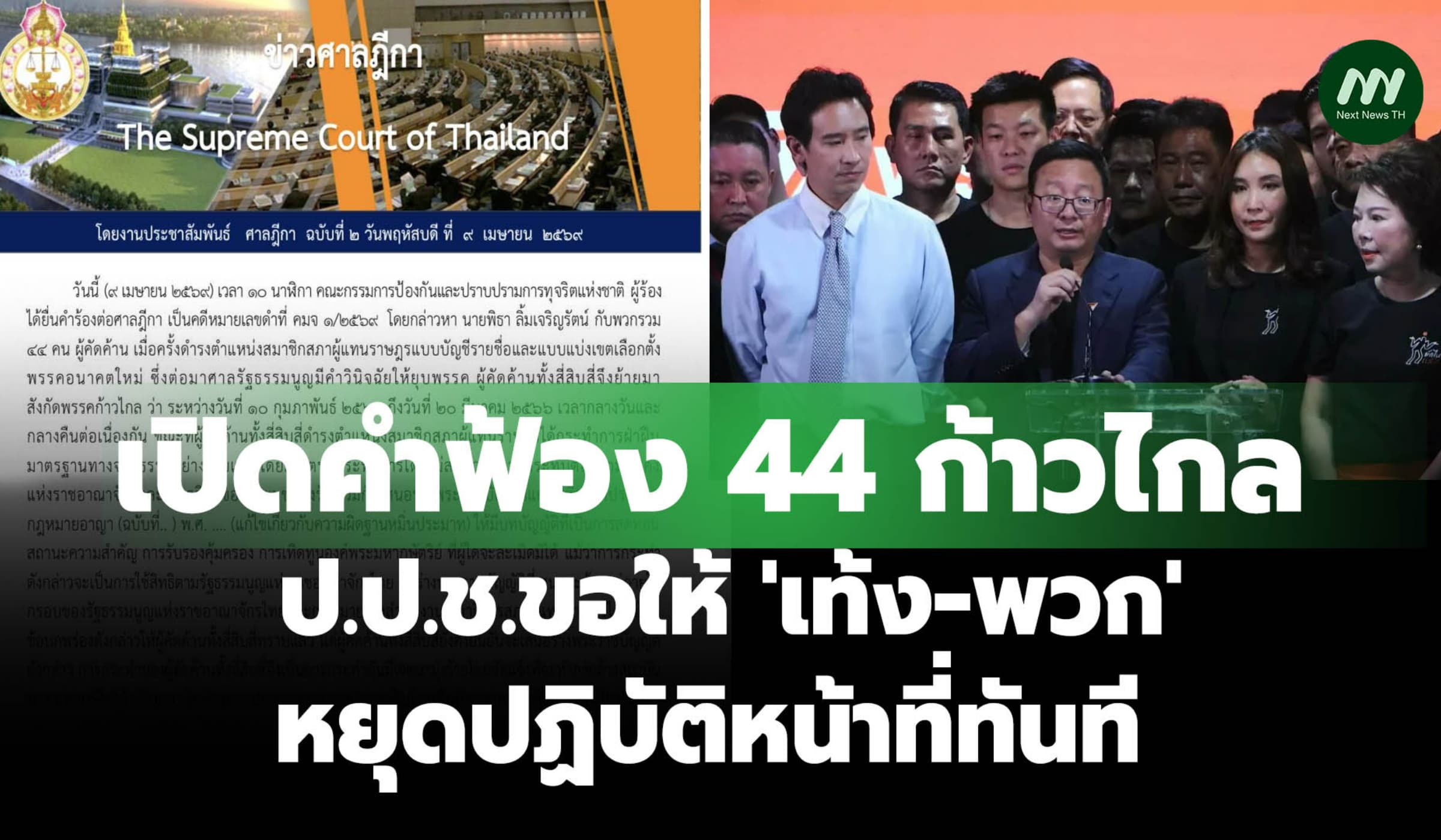 เปิดคำฟ้องคดี44 ก้าวไกล ป.ป.ช.ขอให้ 'เท้ง-พวก'หยุดปฏิบัติหน้าที่ทันที