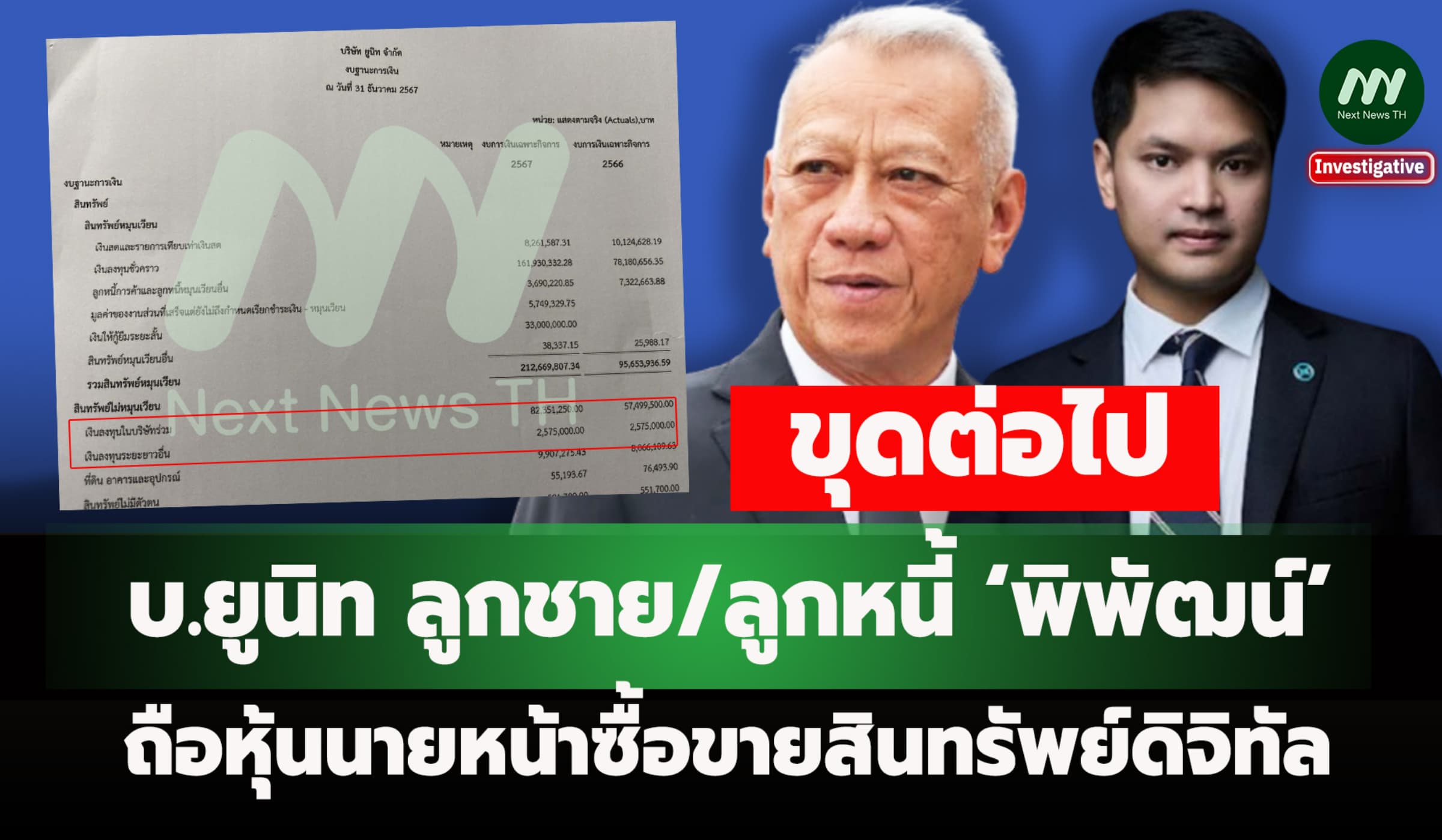 บ.ยูนิท ลูกชาย/ลูกหนี้ ‘พิพัฒน์’ ถือหุ้นนายหน้าซื้อขายสินทรัพย์ดิจิทัล