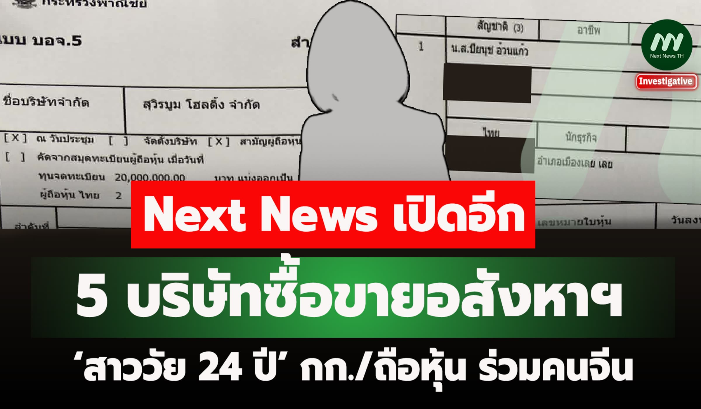 เปิดอีก 5 บริษัทซื้อขายอสังหาฯ ‘สาววัย 24 ปี’ กก./ถือหุ้น ร่วมคนจีน