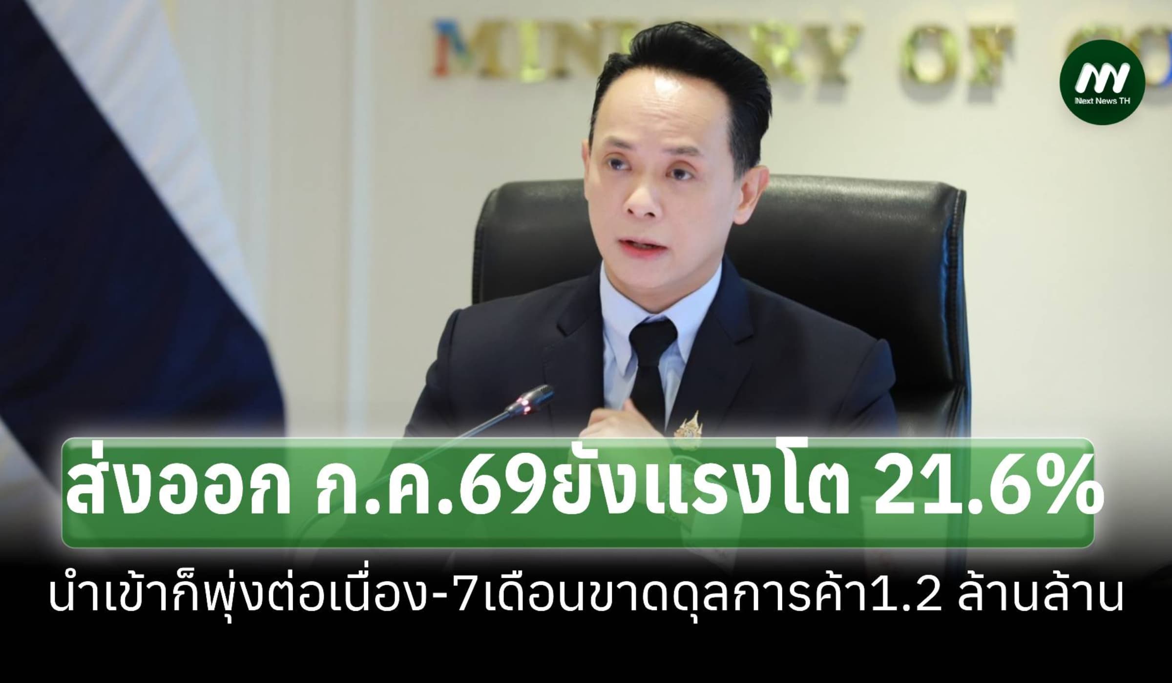 ส่งออก 'ก.ค.69' ยังแรง โต 21.6% ขยายตัวต่อเนื่องเดือนที่ 25