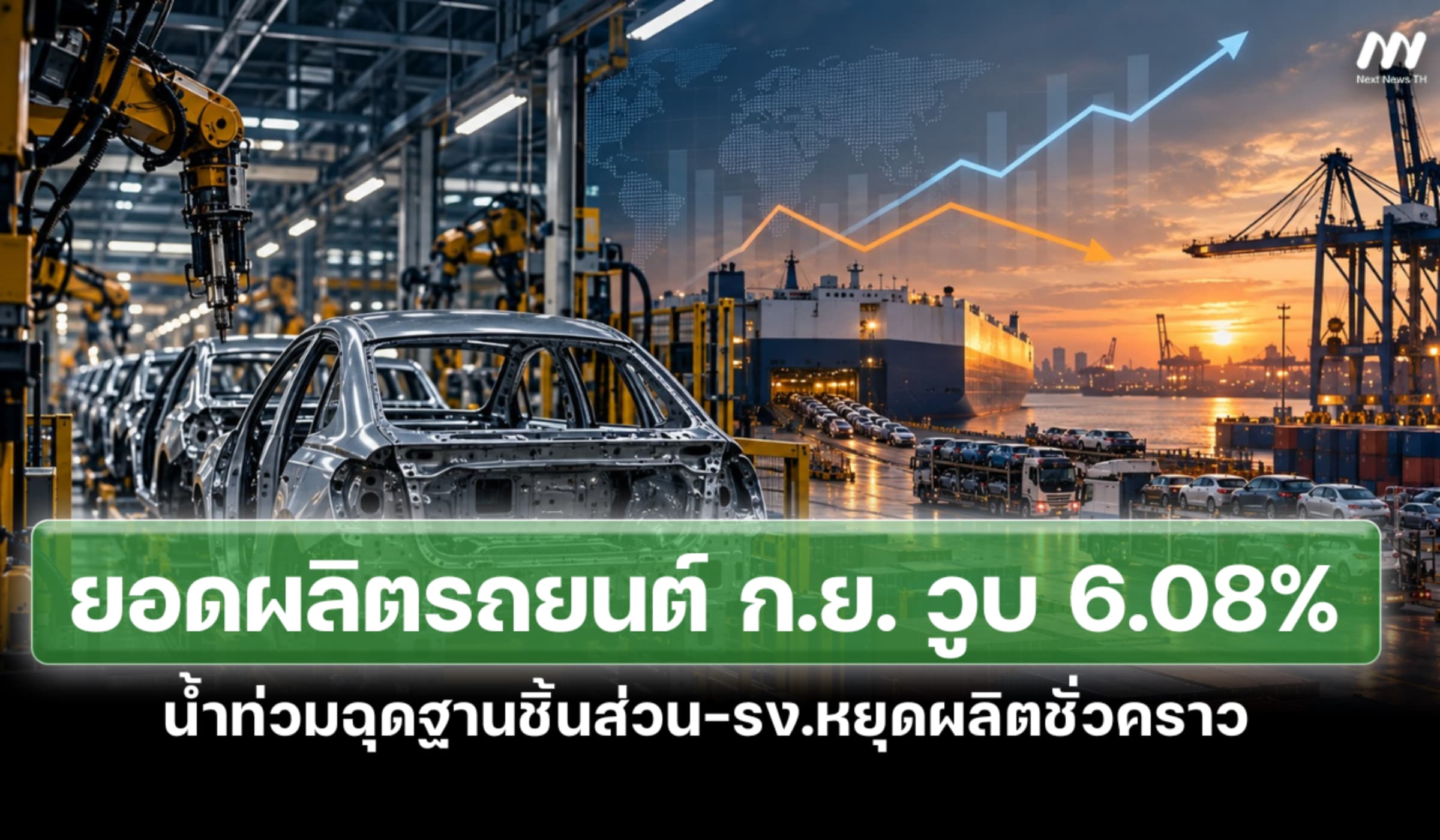 ยอดผลิตรถยนต์ ก.ย. วูบ 6.08% น้ำท่วมฉุดซัพพลายเชน-รง.หยุดผลิตชั่วคราว